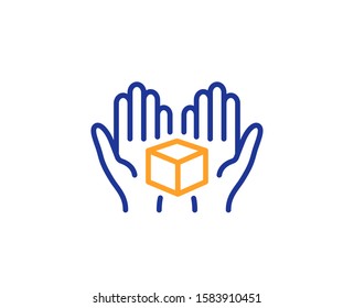 Delivery parcel sign. Hold open box line icon. Cargo package symbol. Colorful outline concept. Blue and orange thin line hold box icon. Vector