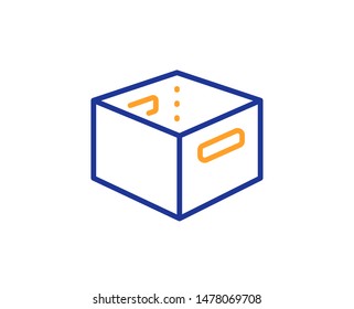 Delivery parcel sign. Office box line icon. Cargo package symbol. Colorful outline concept. Blue and orange thin line office box icon. Vector