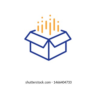 Delivery parcel sign. Open box line icon. Cargo package symbol. Colorful outline concept. Blue and orange thin line open box icon. Vector