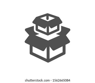 Delivery parcel sign. Packing boxes icon. Cargo box symbol. Classic flat style. Simple packing boxes icon. Vector