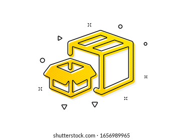Delivery parcel sign. Packing boxes icon. Cargo box symbol. Yellow circles pattern. Classic packing boxes icon. Geometric elements. Vector
