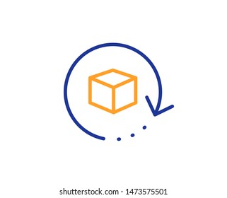 Delivery parcel sign. Return package line icon. Cargo goods box symbol. Colorful outline concept. Blue and orange thin line return package icon. Vector