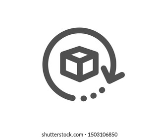 Delivery parcel sign. Return package icon. Cargo goods box symbol. Classic flat style. Simple return package icon. Vector