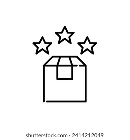 Delivery parcel with stars. Good ratings. Pixel perfect, editable stroke icon
