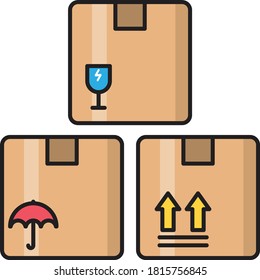 delivery parcel vector flat color icon 