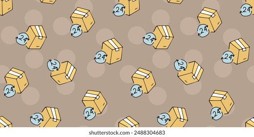 delivery. the pattern. seamless pattern. seamless. mail. box. sticker. to send. the package. postman. on a colored background. package. drawing. doodle. minimalism. black lines.