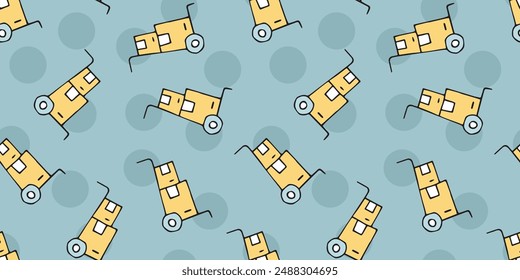 delivery. the pattern. seamless pattern. seamless. mail. box. sticker. to send. the package. postman. on a colored background. package. drawing. doodle. minimalism. black lines.