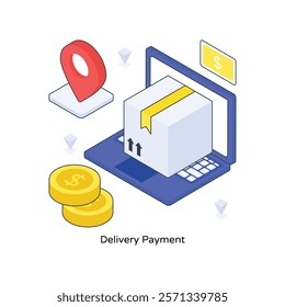 Delivery Payment isometric Colored illustration. EPS File stock illustration