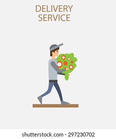 Delivery person freight logistic business industry icon flat isolated vector illustration.