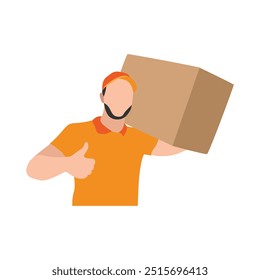 Delivery Person Holding Orange Uniform Parcel Box