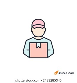 delivery person icon vector illustration. delivery person symbol isolated on white background.