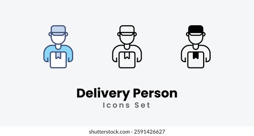 Delivery Person icons vector set stock illustration.