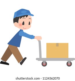 delivery person who push hand truck