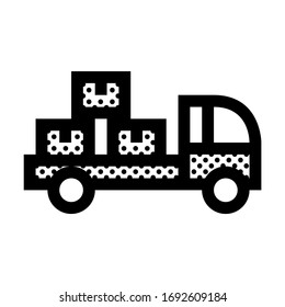 Delivery Pickup Truck With Boxes. Icon Filled with Dots.