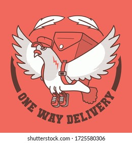 Delivery Pigeon character vector illustration. Delivery, communication, branding, service design concept