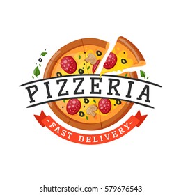 Delivery Pizza Badge Vector Illustration Stock Vector (Royalty Free ...