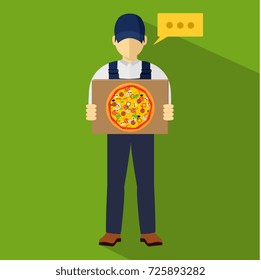 Delivery pizza banner. Flat vector style. Vector fast food delivery symbol.