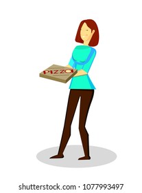 Delivery of pizza. Illustrated in a flat style.