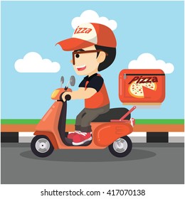 delivery pizza on the road