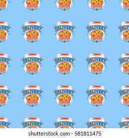 Delivery pizza seamless pattern vector illustration.