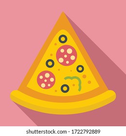 Delivery pizza slice icon. Flat illustration of delivery pizza slice vector icon for web design