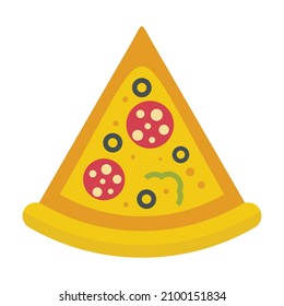 Delivery pizza slice icon. Flat illustration of delivery pizza slice vector icon isolated on white background