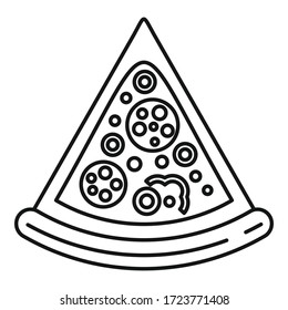 Delivery pizza slice icon. Outline delivery pizza slice vector icon for web design isolated on white background