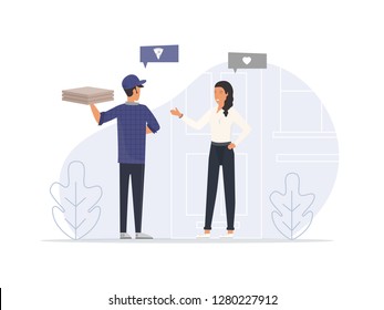delivery pizza vector flat