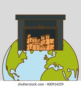 Delivery and planet  design, vector illustration