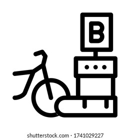 delivery point bike sharing services icon vector. delivery point bike sharing services sign. isolated contour symbol illustration