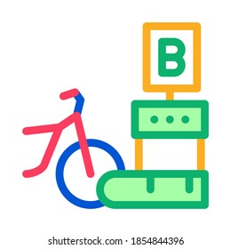 vector de icono de servicios de uso compartido de bicicletas de punto de entrega. signo de servicios de uso compartido de bicicletas de punto de entrega. ilustración de símbolo de color