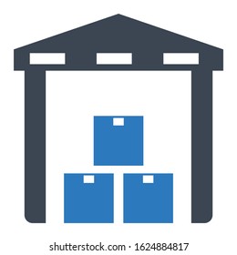 Delivery Point Building, Warehouse Storage Vector Icon Design Concept