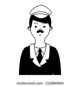 Delivery postman cartoon in black and white