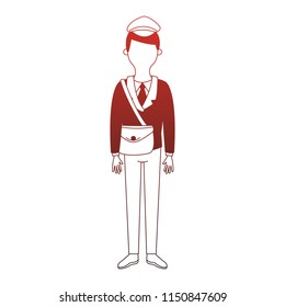 Delivery postman cartoon faceless red lines