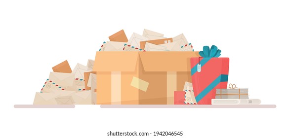 Delivery Of The Presentation To The Doorstep. Vector Illustration Of Gift Post. 