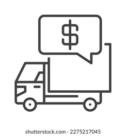 Vector de precio de entrega Icono de concepto de camión o símbolo en estilo de esquema