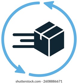 Delivery process icon vector for showing shipment steps, parcel flow, and courier operation. Perfect for logistics, transport, and ecommerce delivery stages.