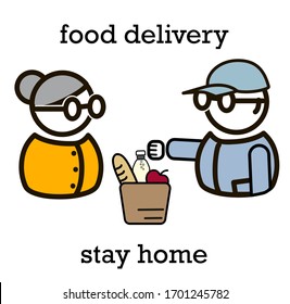 delivery of products during coronavirus quarantine. stay at home. vector illustration.