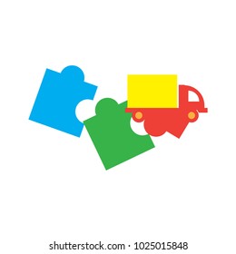 Delivery Puzzle Logo Icon Design