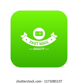 Delivery quality icon green vector isolated on white background