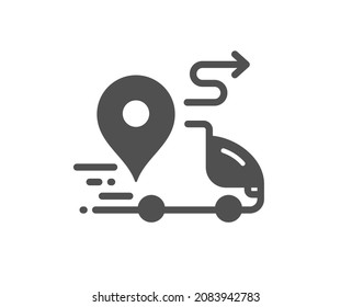 Delivery quality icon. Road path sign. Car journey route symbol. Classic flat style. Quality design element. Simple delivery icon. Vector