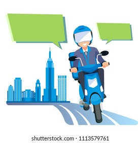 a delivery quick parcel by motorcycle services in the city.