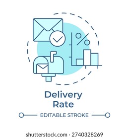 Delivery rate soft blue concept icon. Email marketing, advertising strategies. Efficiency chart. Round shape line illustration. Abstract idea. Graphic design. Easy to use in booklet