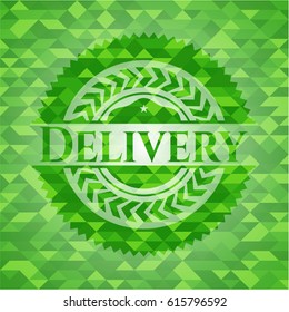 Delivery realistic green mosaic emblem