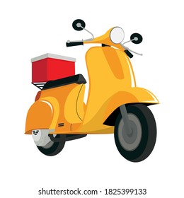 delivery a red scooter vector illustration