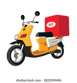delivery a red scooter vector illustration