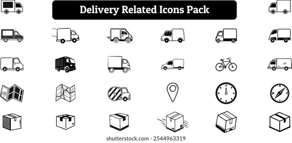 Delivery Related Icons Pack, Silhouette Design