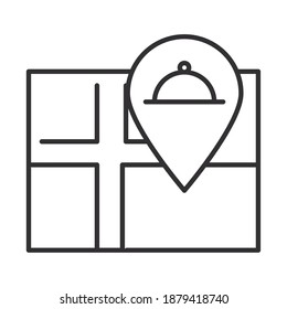 entrega restaurante gps ubicación mapa pin ilustración vectorial estilo de línea