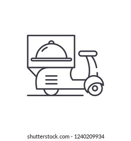 Delivery from restaurants line icon concept. Delivery from restaurants vector linear illustration, symbol, sign