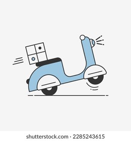delivery ride motorcycle icon symbol,blue scooter flat design for apps and websites,isolated on white backround,vector